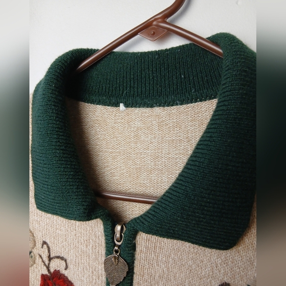 Vintage Fall Full Zip Sweater No Size (L) Leaves Pattern No Brand - Picture 5 of 9